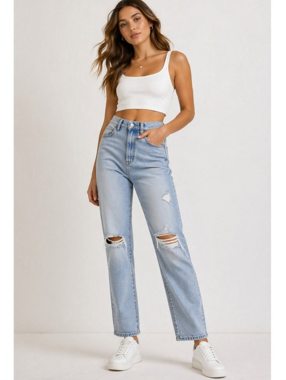 Kendall + Kylie Icon High Rise Straight Jeans
